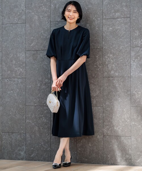 ワンピース 「洗える」エフォートレスダブルクロス バルーンスリーブ 