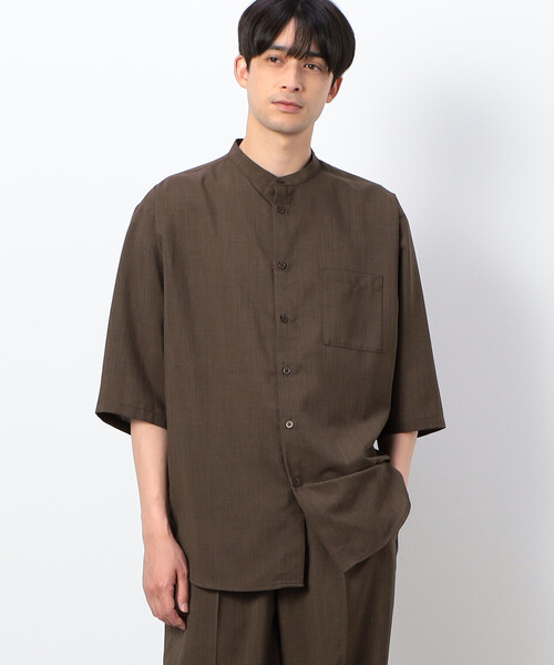 COMME CA ISM シャツ ファンクショナル リネンライク バンド