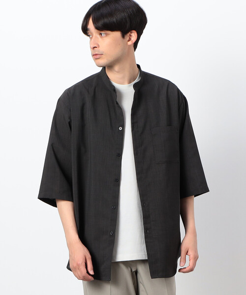 COMME CA ISM シャツ ファンクショナル リネンライク バンド