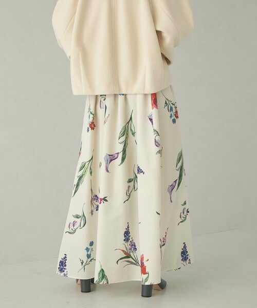 スカート 「EMMEL REFINES」EM フラワープリント ボリューム マキシ  