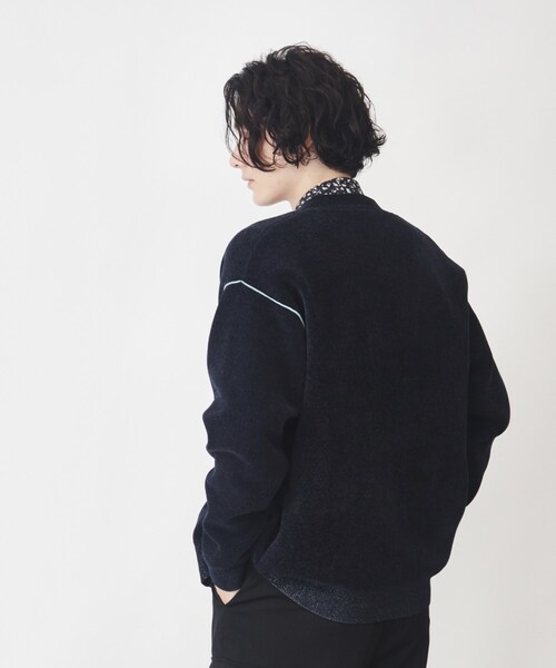 【美品】THE SHOP TK カーディガン ニットスタジャン 黒グレー Ｌ 美品】THE SHOP TK カーディガン ニットスタジャン 黒グレー L