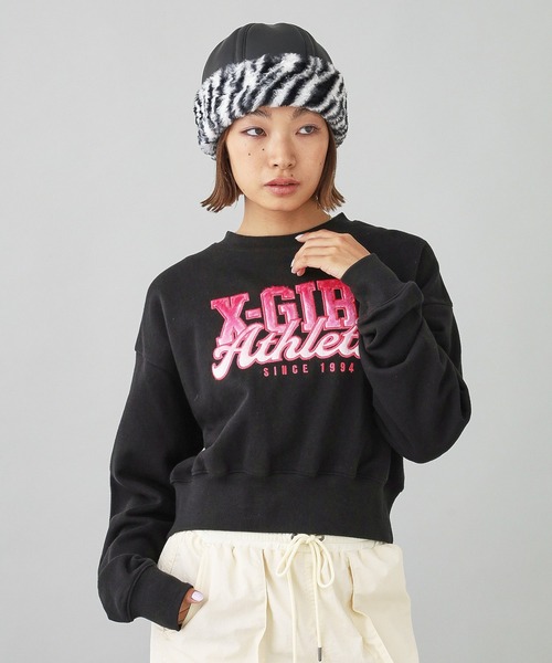 トレーナー スウェット FAUX FUR LOGO COMPACT SWEAT TOP レディース