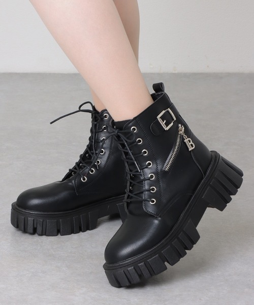 新品 VEGE サイドジップ 厚底 ブーツ 韓国 べジ レースアップ 23cm 新品 VEGE サイドジップ 厚底 ブーツ 韓国 べジ レースアップ 23cm