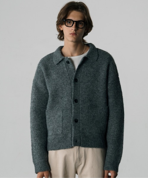 LURAKU カーディガン 「LURAKU」Shaggy Knit Polo Cardigan / シャギー