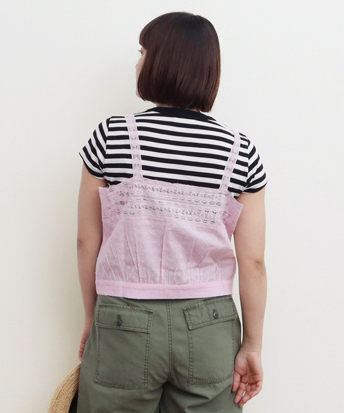 CHILD WOMEN スノウカットドビーギャザーレース襟ブラウス