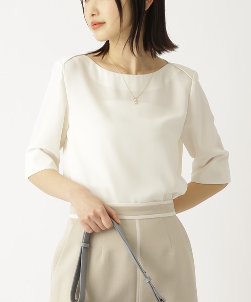 「NATURAL BEAUTY BASIC」 7分袖ブラウス SMALL チャコールグレー レディース NATURAL BEAUTY BASIC 「NATURAL BASIC」 7分袖ブラウス MEDIUM