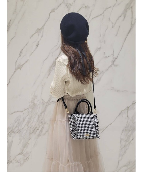 Maison de FLEUR トートバッグ 2Way千鳥柄フリルトートSバッグ