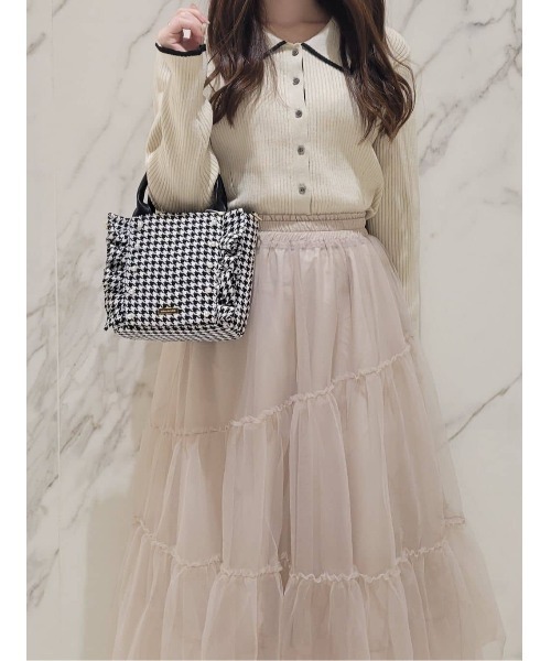 Maison de FLEUR トートバッグ 2Way千鳥柄フリルトートSバッグ