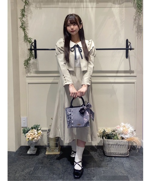 Maison de FLEUR トートバッグ 2Way千鳥柄フリルトートSバッグ