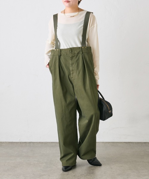 pual ce cin サロペット オーバーオール ピーチ起毛サスペンダー付き 