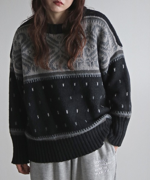 ニット セーター ノルディック柄ニット レディース : ZOZOTOWN Yahoo