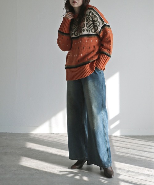 ニット セーター ノルディック柄ニット レディース : ZOZOTOWN Yahoo