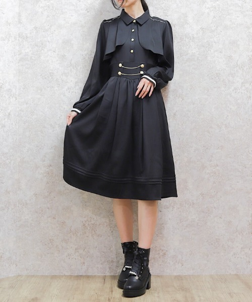 axes femme ワンピース ハイウエストフラシワンピース