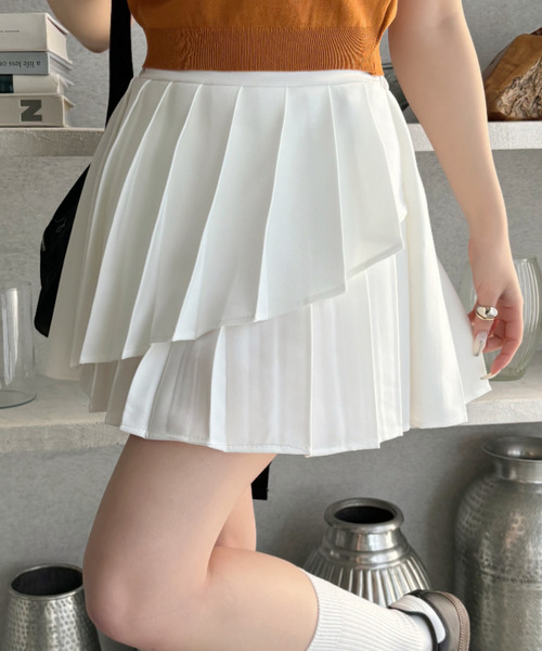 Ada. スカート ラップレイヤード ティアード プリーツ ミニスカート