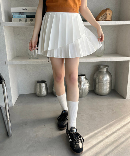 Ada. スカート ラップレイヤード ティアード プリーツ ミニ