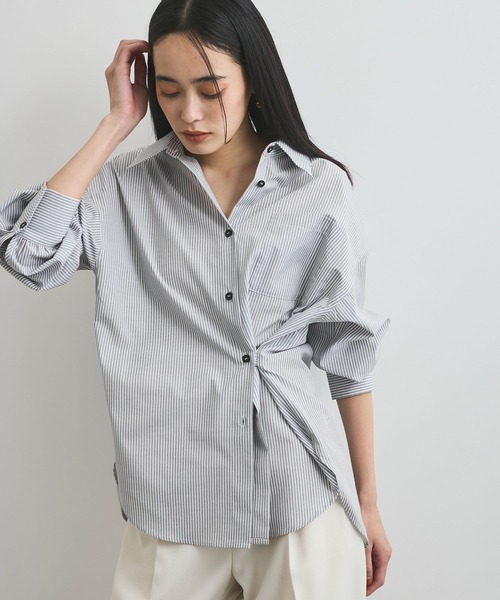 【美品】ドゥーズィエムクラス 定番カシュクール2wayシャツ ミューズドゥーズィエムクラス 2way ストライプシャツ カシュクール 36