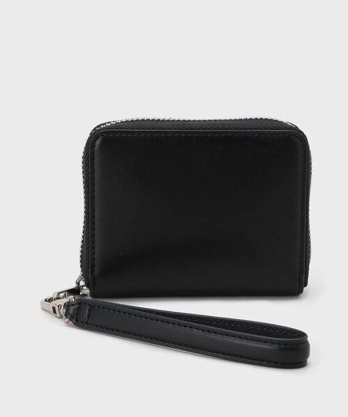 黒の三つ折り財布 ジッパー付き 本革 三つ折り コンパックウォレット ジップポケット付き（財布