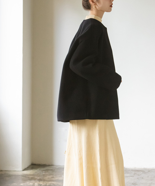 NOBLE（ノーブル） ノーカラーコート 36 ブラック レディース