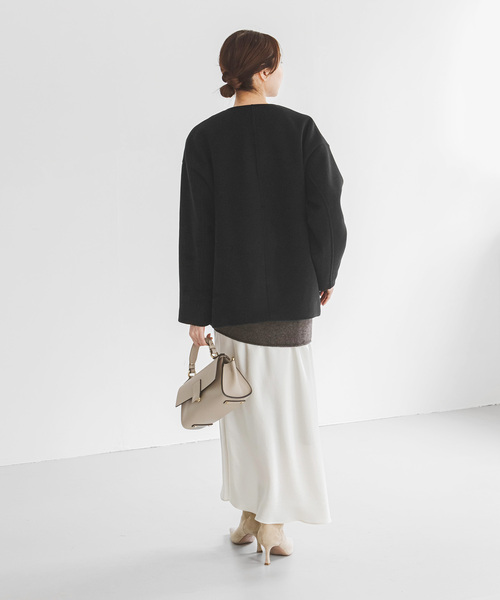 NOBLE（ノーブル） ノーカラーコート 36 ブラック レディース