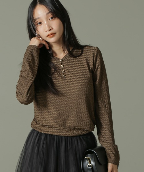 tシャツ 2WAYシャーリングトップス レディース NANO universe tシャツ 前後2WAYシャーリングカットトップス