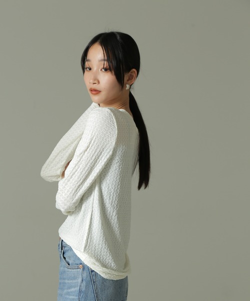 tシャツ 2WAYシャーリングトップス レディース FREE'S MART tシャツ 2WAYシャーリングオフショルカットソー