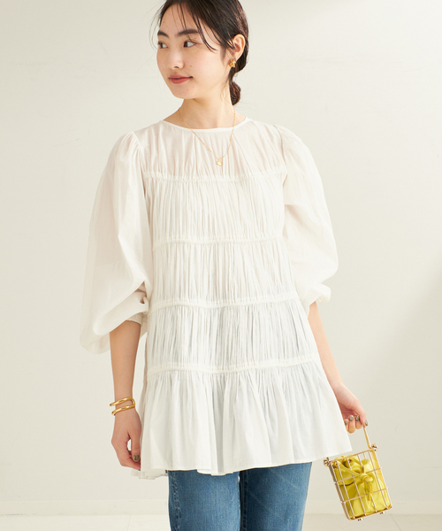 ブラウス シャツ SHEER COTTON SILK レディース pual ce cin ブラウス シャツ 「25th」シアーシルクコットン