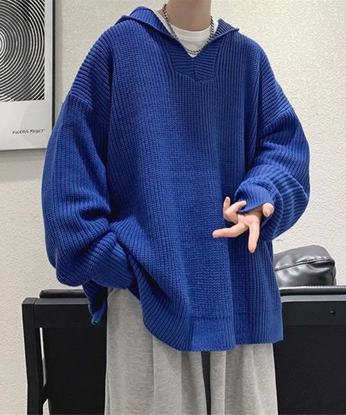 「aimoha」 Vネックニット X-LARGE ブラック メンズ_画像6