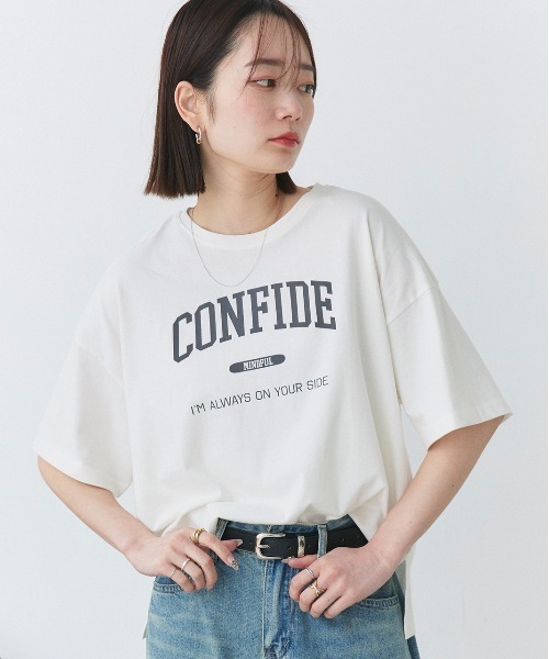 ad thie（アドティエ） tシャツ 半袖 CONFIDE カレッジロゴプリント