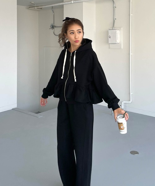 CHERI since1985 セットアップ 裾フリルパーカースウェット