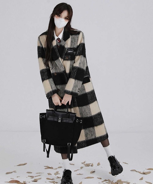 「LUGG NAGG」 チェスターコート X-LARGE ホワイト×ブラック レディース_画像4