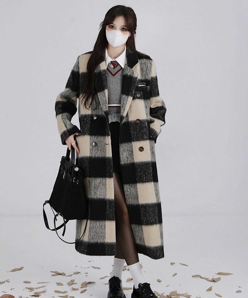 「LUGG NAGG」 チェスターコート X-LARGE ホワイト×ブラック レディース_画像6