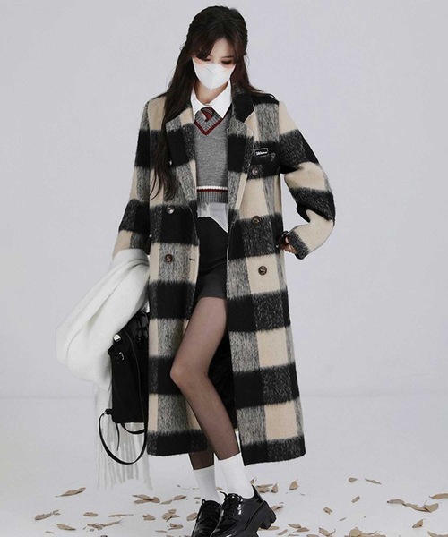 「LUGG NAGG」 チェスターコート X-LARGE ホワイト×ブラック レディース_画像7