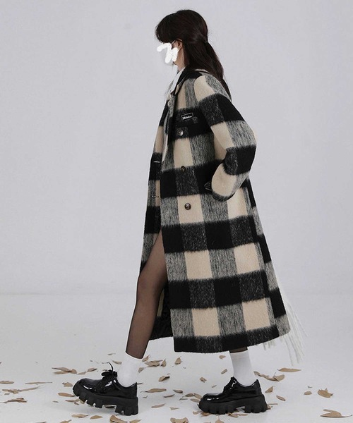 「LUGG NAGG」 チェスターコート X-LARGE ホワイト×ブラック レディース_画像9