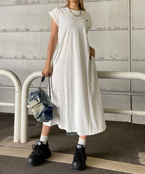 non-hedge（ノンヘッジ） ワンピース 夏 半袖 ロゴ刺繍Tロング
