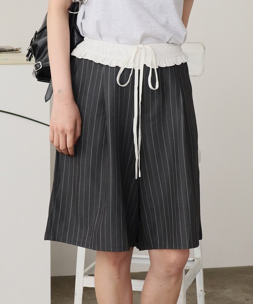 ROOP TOKYO ハーフパンツ ワイドパンツ パンツ Striped Bermuda Pants