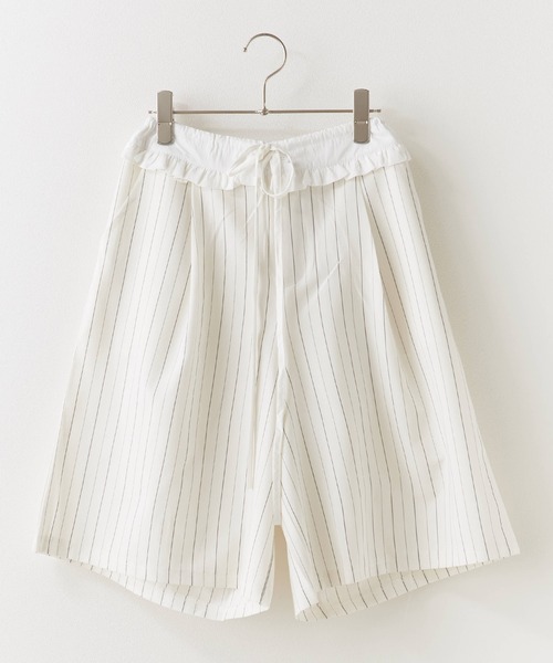 Always ハーフパンツ 東京POPUP 白 ストライプ ROOP TOKYO ハーフパンツ ワイドパンツ パンツ Striped Bermuda Pants