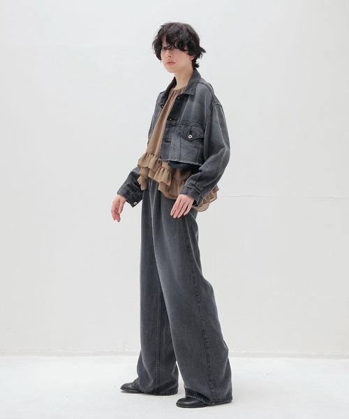 ワイドパンツ ジーンズ デニム デニムパンツ レディースの画像