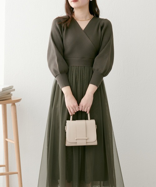 「natural couture」 ドッキングワンピース SMALL グレイッシュベージュ レディース_画像6