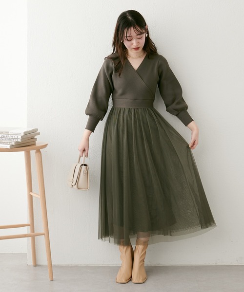「natural couture」 ドッキングワンピース SMALL グレイッシュベージュ レディース_画像7