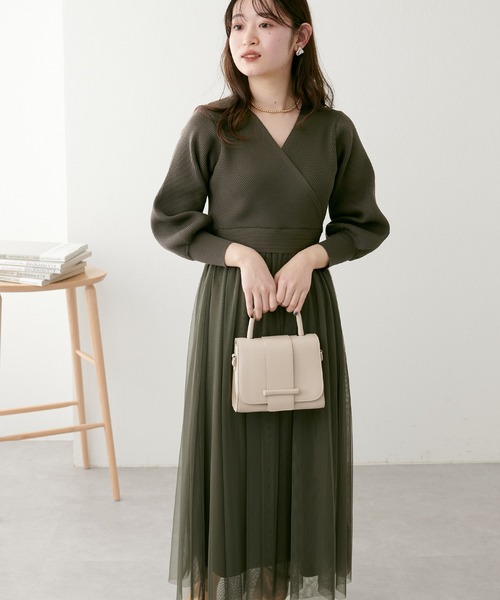 「natural couture」 ドッキングワンピース SMALL グレイッシュベージュ レディース_画像8