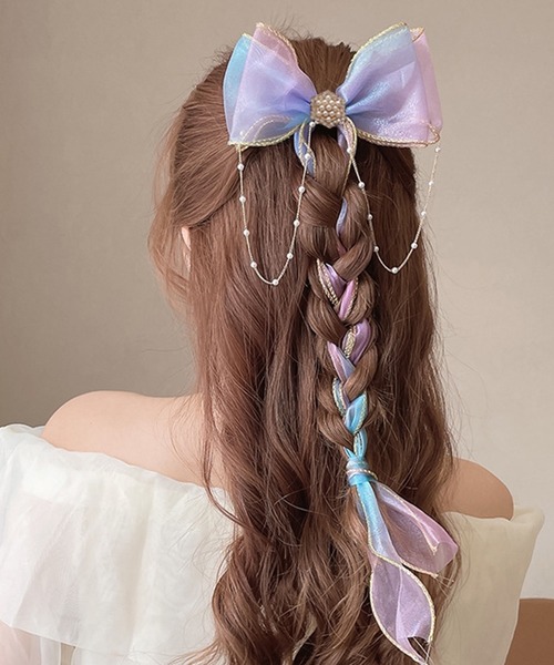 CALIFORNIA OUTFITTERS ヘアクリップ 7B26 パールビジューリボンヘア