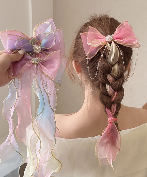 CALIFORNIA OUTFITTERS ヘアクリップ 7B26 パールビジューリボンヘア