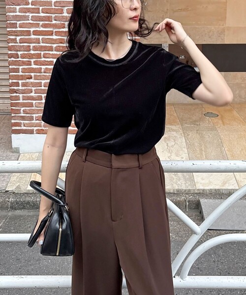 fredy emue（フレディエミュ） tシャツ 半袖 ベロア半袖Tシャツ