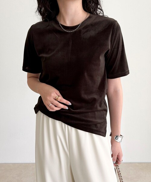 fredy emue（フレディエミュ） tシャツ 半袖 ベロア半袖Tシャツ