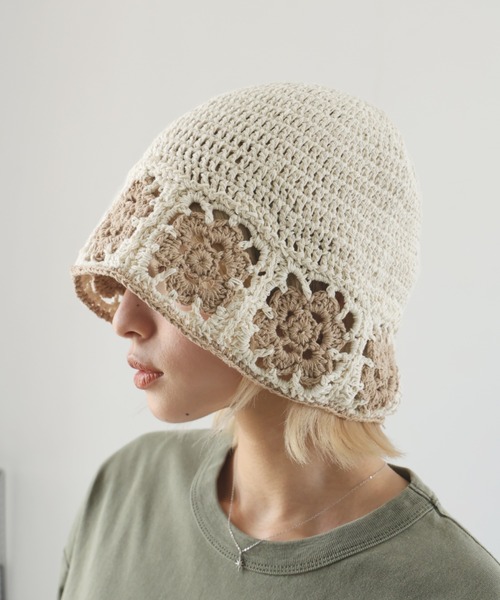 ULYSSES ニット帽 ニットキャップ フラワーニットバケットハット