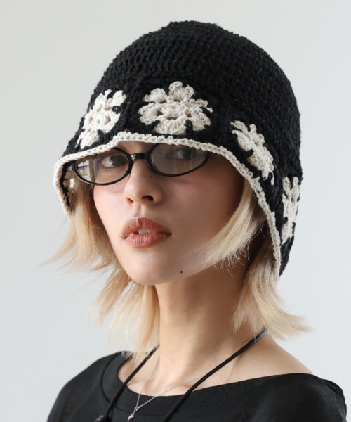 ULYSSES ニット帽 ニットキャップ フラワーニットバケットハット