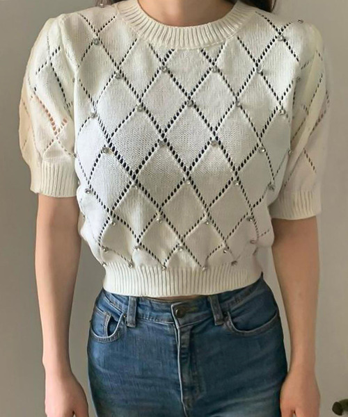 「Girly Doll」 「Doula Doula」半袖ニット F ブラック レディース_画像3