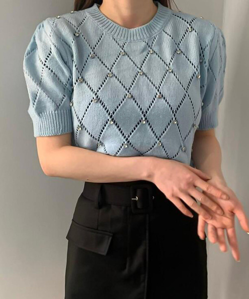 「Girly Doll」 「Doula Doula」半袖ニット F ブラック レディース_画像7