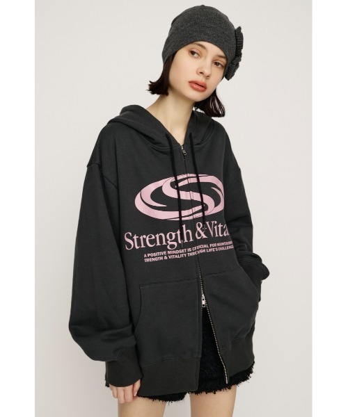 SLY（スライ） パーカー PRINT OVER HOODIE プリント オーバー