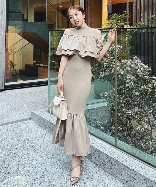 rienda（リエンダ） ノースリーブワンピース FREE ベージュ レディース